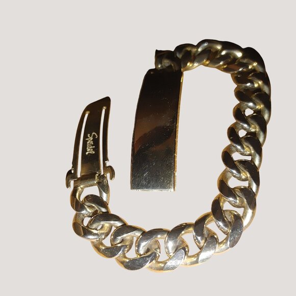 Mens Bracelet Gold Tone Speidel Vintage Half Inch ID Chain Link Design Clasp - Picture 7 of 13